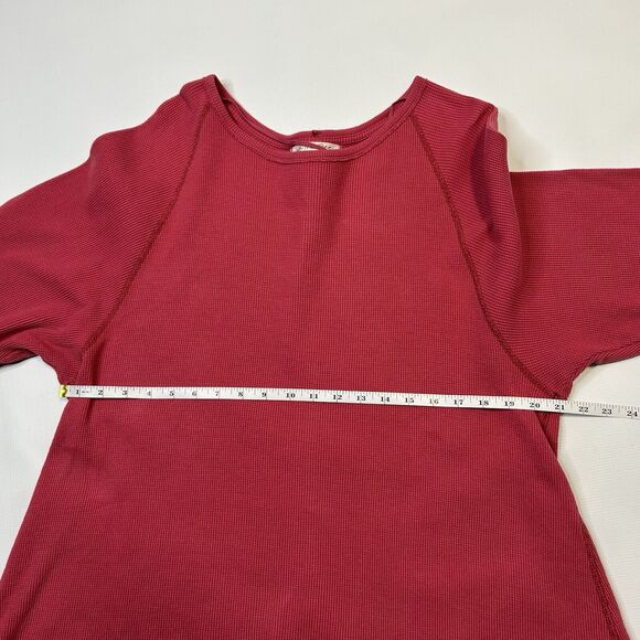 We The Free Amelia Split Back Thermal Top Shirt Womens Size Large Washed Red - Picture 11 of 14